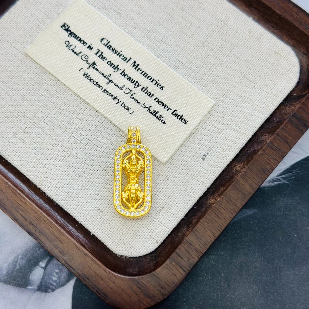 韦雪同款999足金5G工艺黄金镶嵌竖版金刚