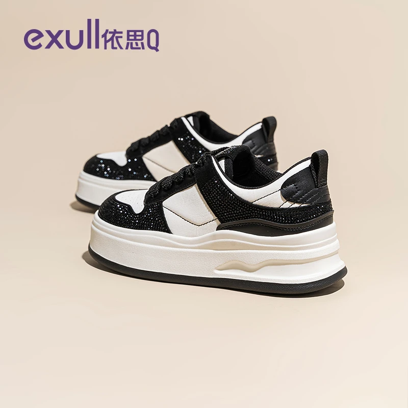 依思Q官方旗舰店厚底板鞋女2025秋冬新款小白鞋熊猫运动休闲鞋子