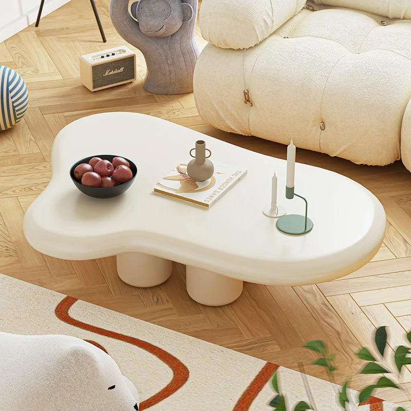 云朵茶几小户型客厅侘寂风简约现代网红法式设计师创意茶桌白色