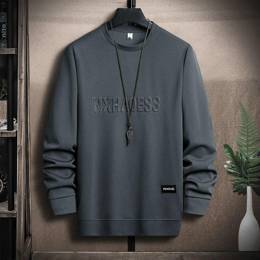 春秋季2024新款潮牌宽松休闲上衣长袖体恤百搭打底衫男士圆领卫衣