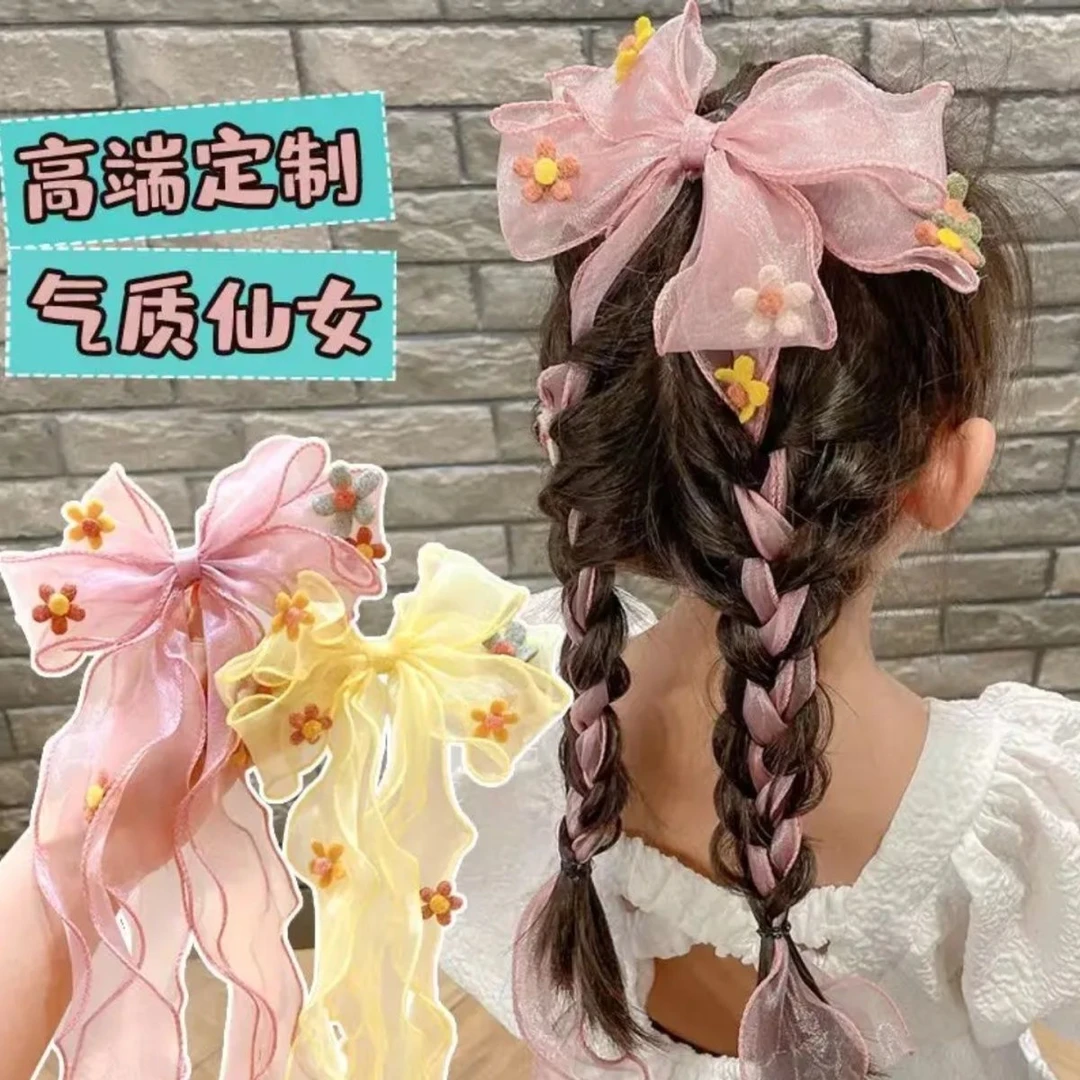 女童蝴蝶结飘带儿童发饰扎头发高档3-6岁新款儿童发饰儿童头饰