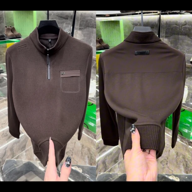 轻奢时尚秋冬男士立领休闲百搭加绒卫衣98638