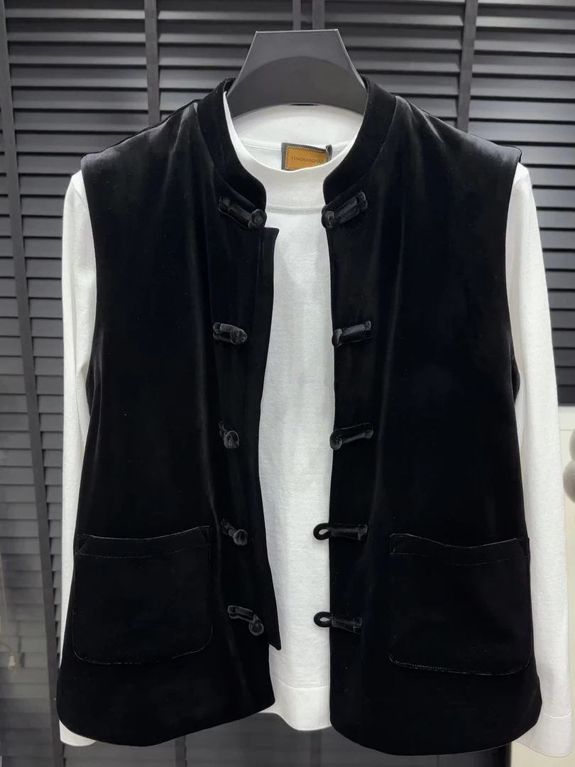 秋冬新款新中式丝绒盘扣马甲019