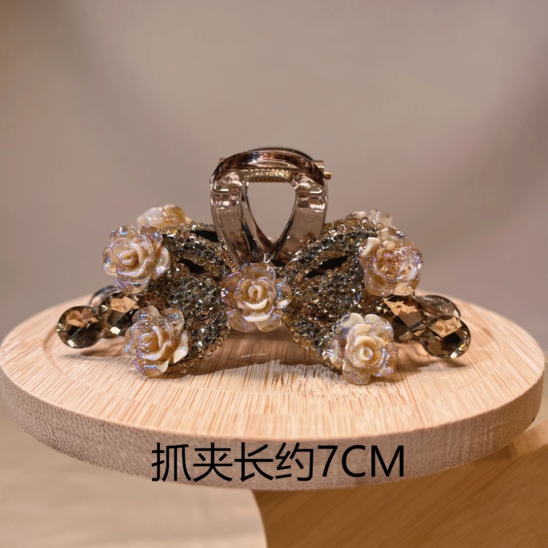 约7公分新款蝴蝶玫瑰抓夹时尚百搭轻奢气质双面优雅精致韩版发饰