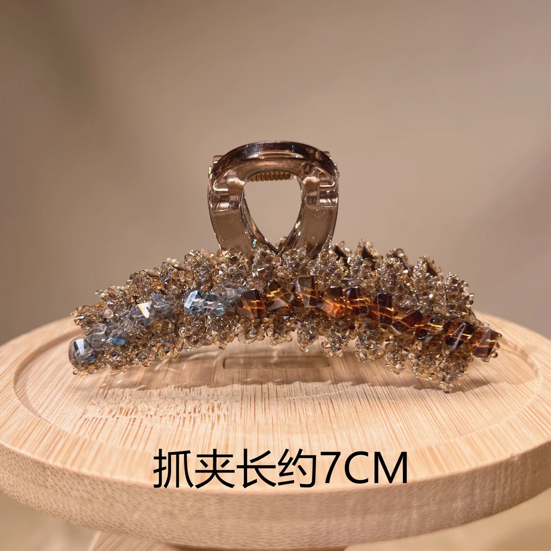 7公分新款麦穗发夹羽毛抓夹百搭后脑勺半抓韩版精致优雅轻奢发饰