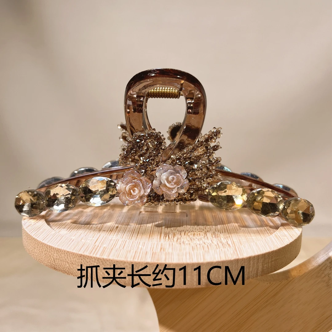 约11公分 气质轻奢小天鹅水钻抓夹韩版网红盘发夹精致优雅发饰