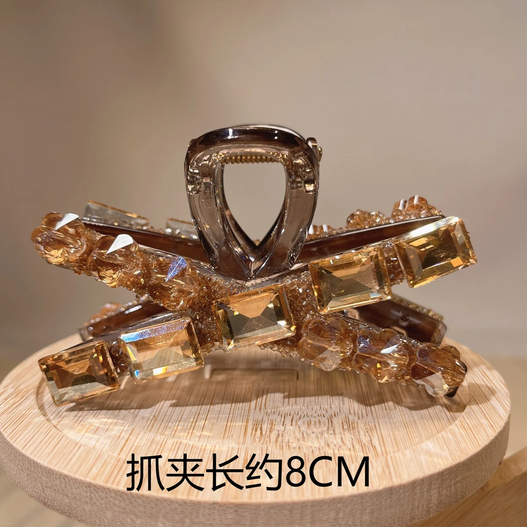 约8公分新款X型水晶抓夹轻奢气质简约韩版精致优雅双面百搭发饰