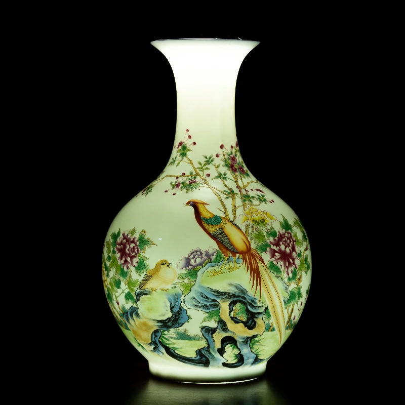 景德镇陶瓷花瓶客厅玄关多宝阁摆件锦上添花赏瓶