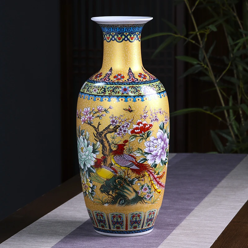 鸿轩景德镇陶瓷器落地花瓶大金冬瓜客厅插花博古架装饰电视柜摆件