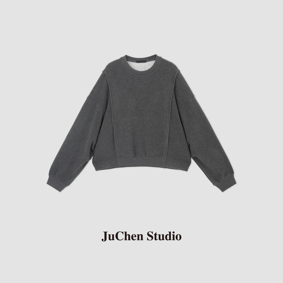 “舒适统治区”格雷系软糯双层解构设计圆领套头卫衣 FW113234