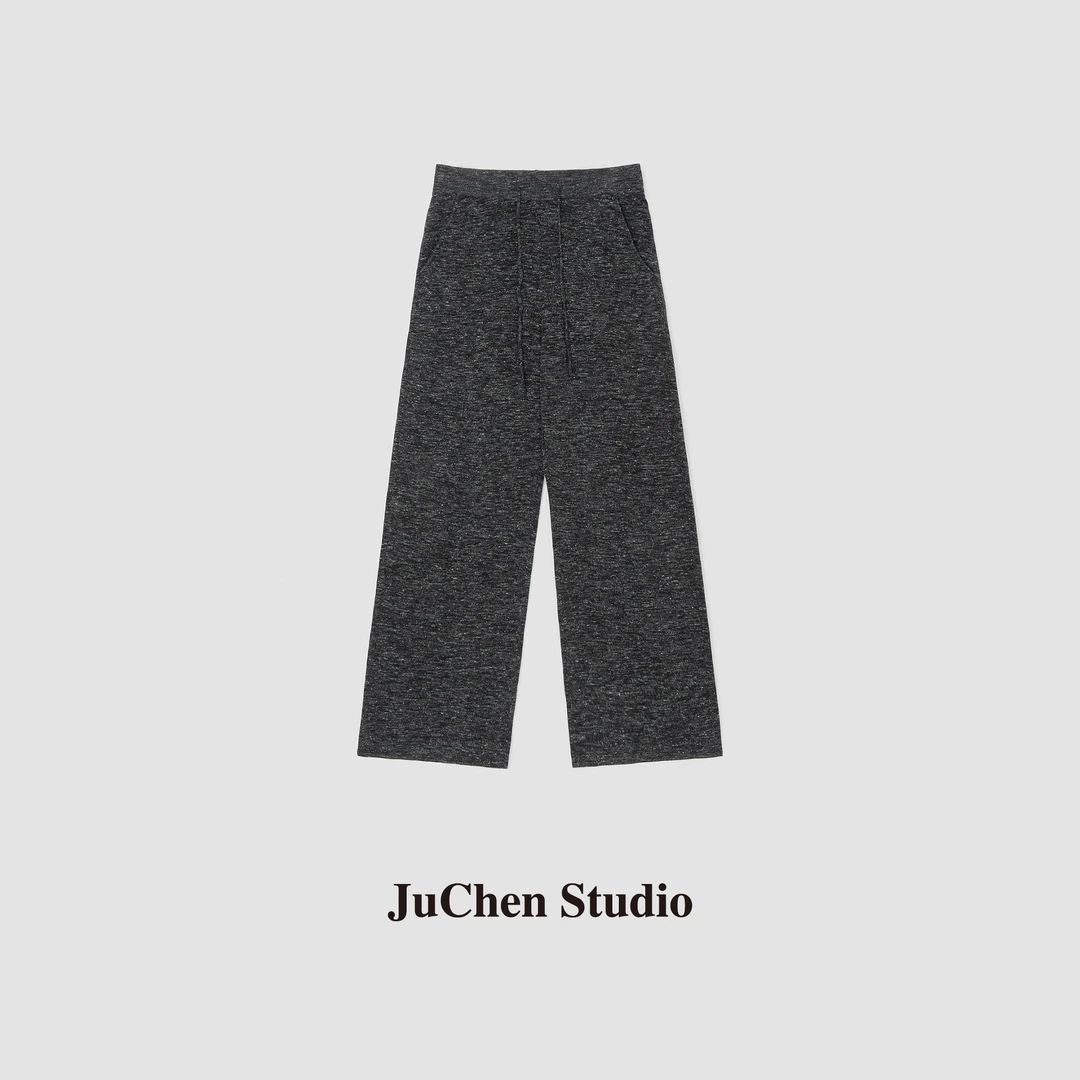 “肯豆出街”上身秒变纸片人慵懒芝麻花纱定纺针织裤 JY2420056-872