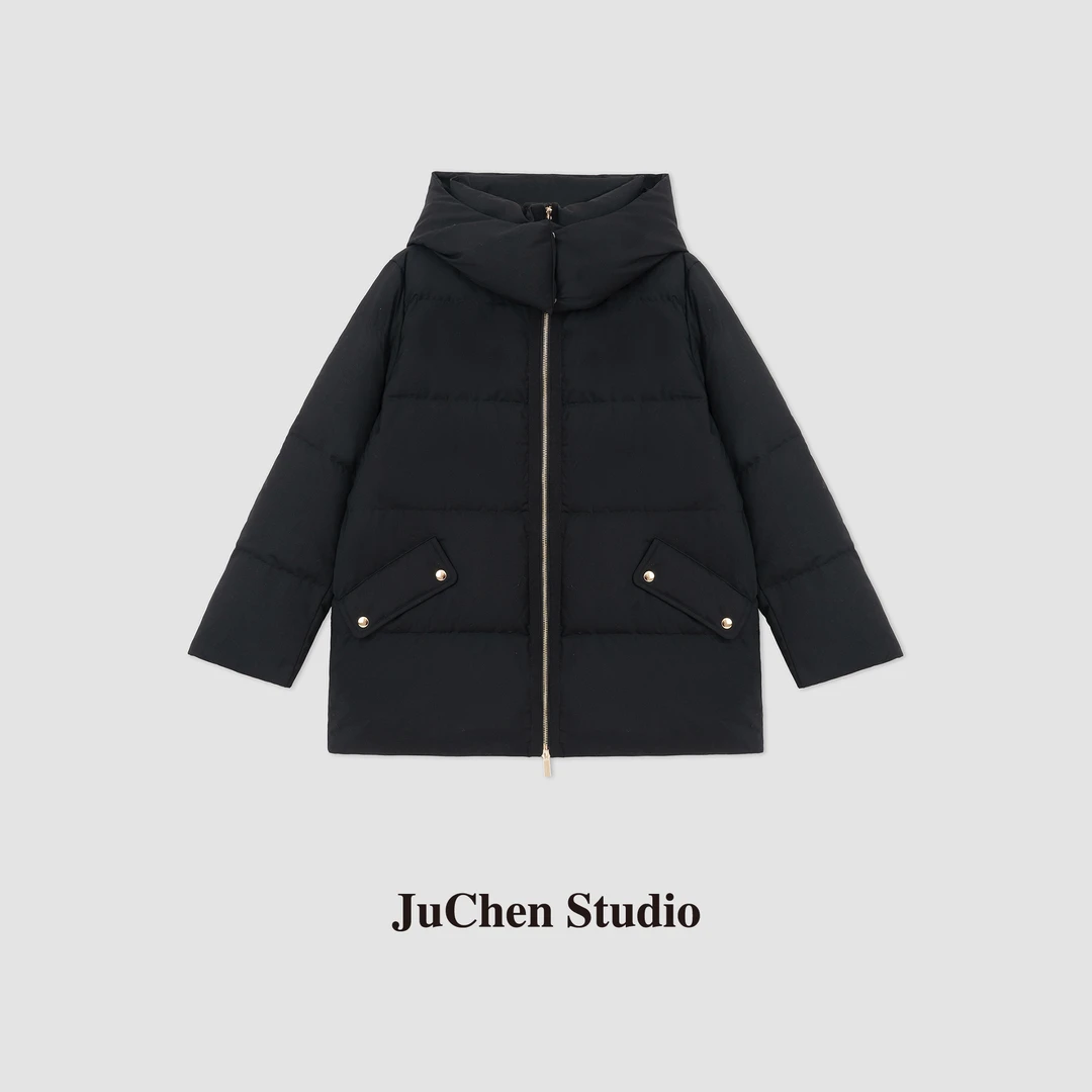 “瑞雪盈冬”五倍御寒精纺绵羊毛连帽90白鹅绒服FW241206-143