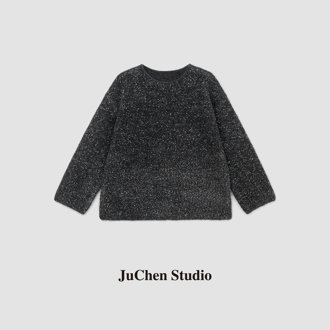 满天星系列 经典奢耀珠片纱幼崽马海毛针织套头毛衣FWXGJC023-56