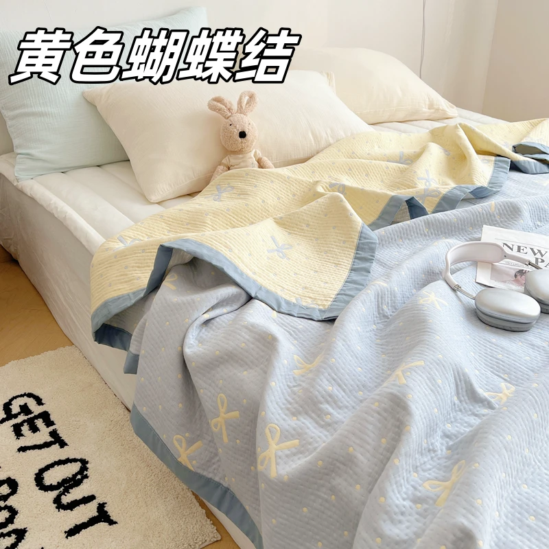 ［盖毯夏被］母婴A类全棉三层纱布提花多功能幼儿园盖毯夏被薄款