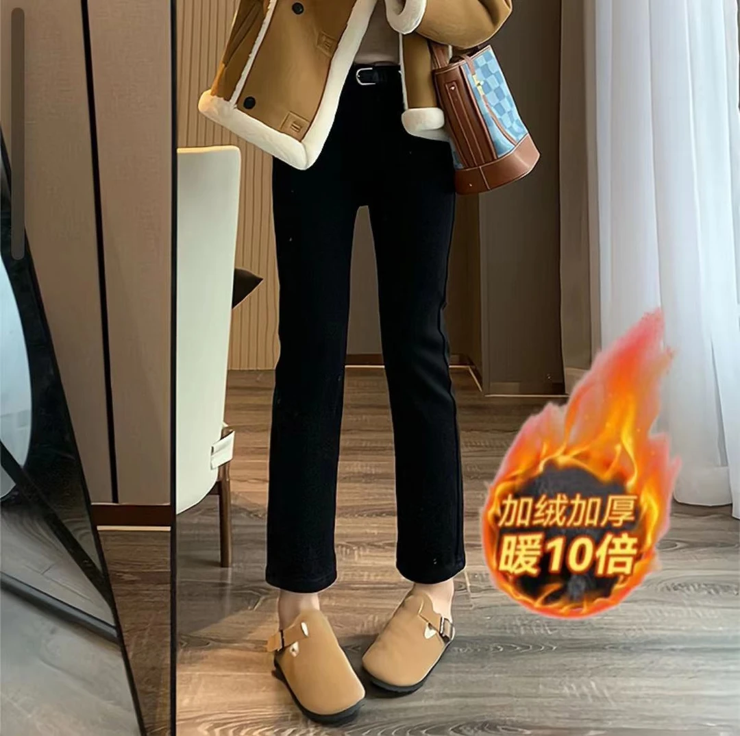 牛仔裤女2024秋季新款高腰显瘦百搭直筒烟管裤子