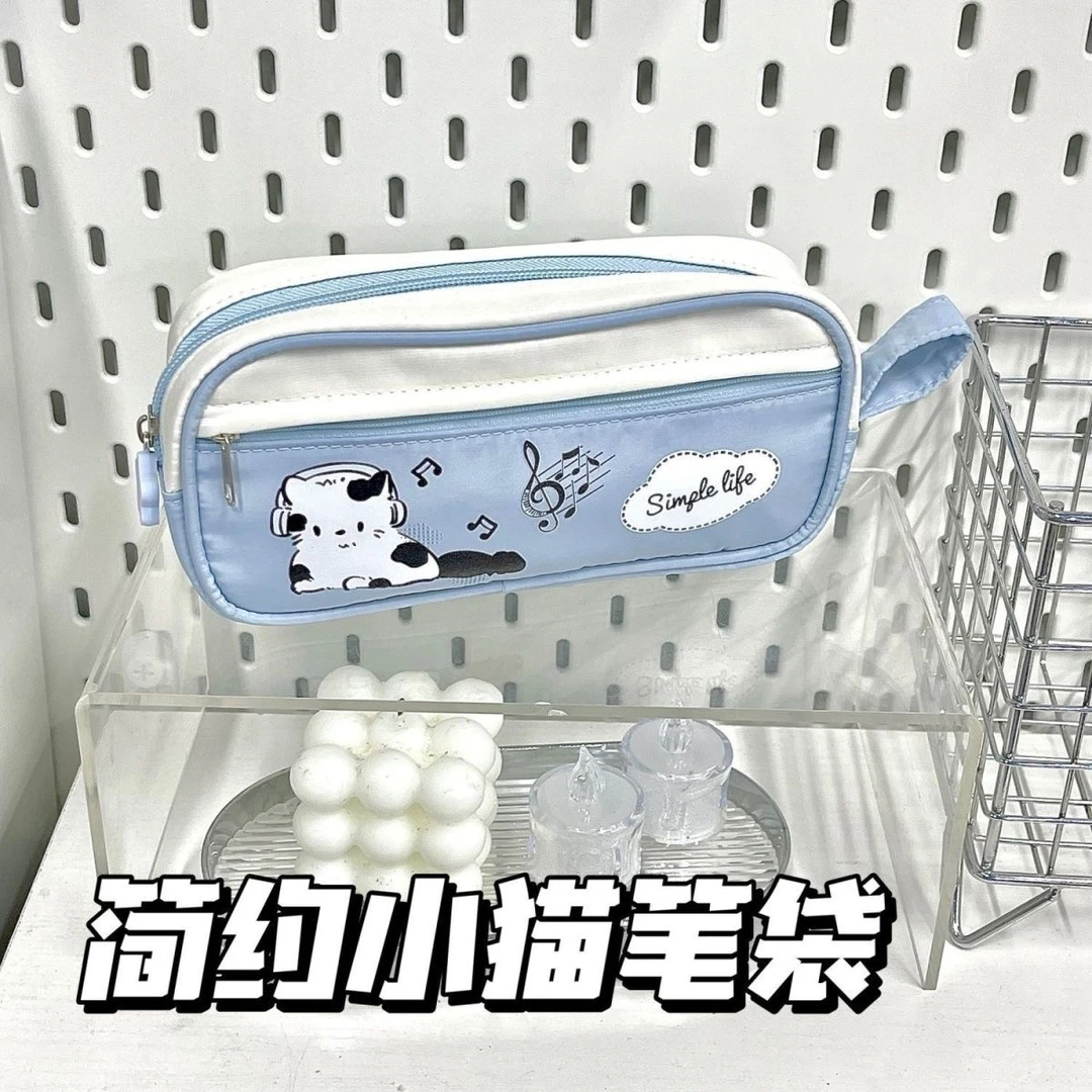 ins日系大容量小狗多层分隔印花可爱学生动漫笔袋文具袋高能感