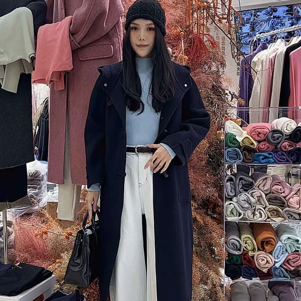 KEMI时尚气质爆款中长款秋冬双面呢外套806