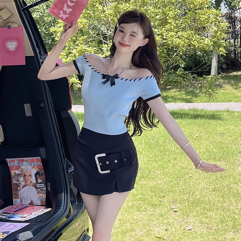 ISTYNI官方店腰带扣黑色短裤夏季新款