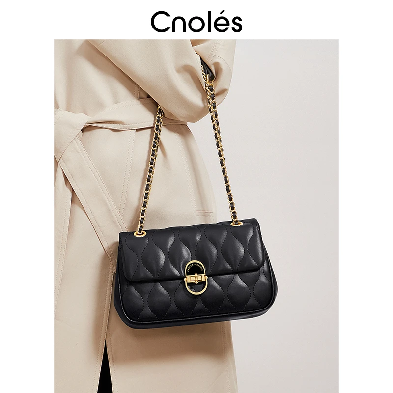 Cnoles蔻一包包女新款漂亮爆款单肩斜挎包白色女士通勤百搭挎包