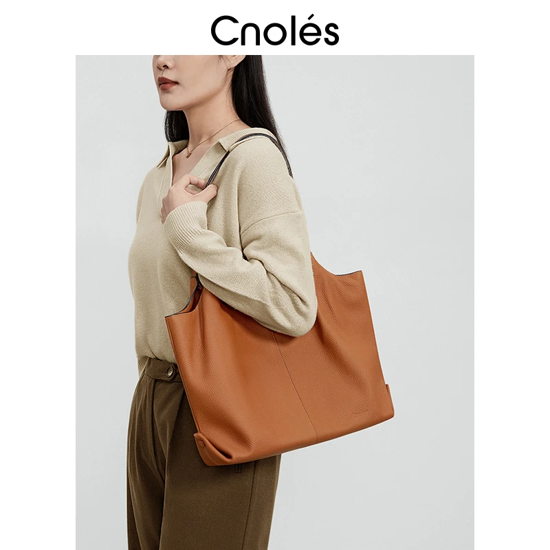 Cnoles蔻一包包女款爆款2025新款小众简约高级感通勤手提包真皮