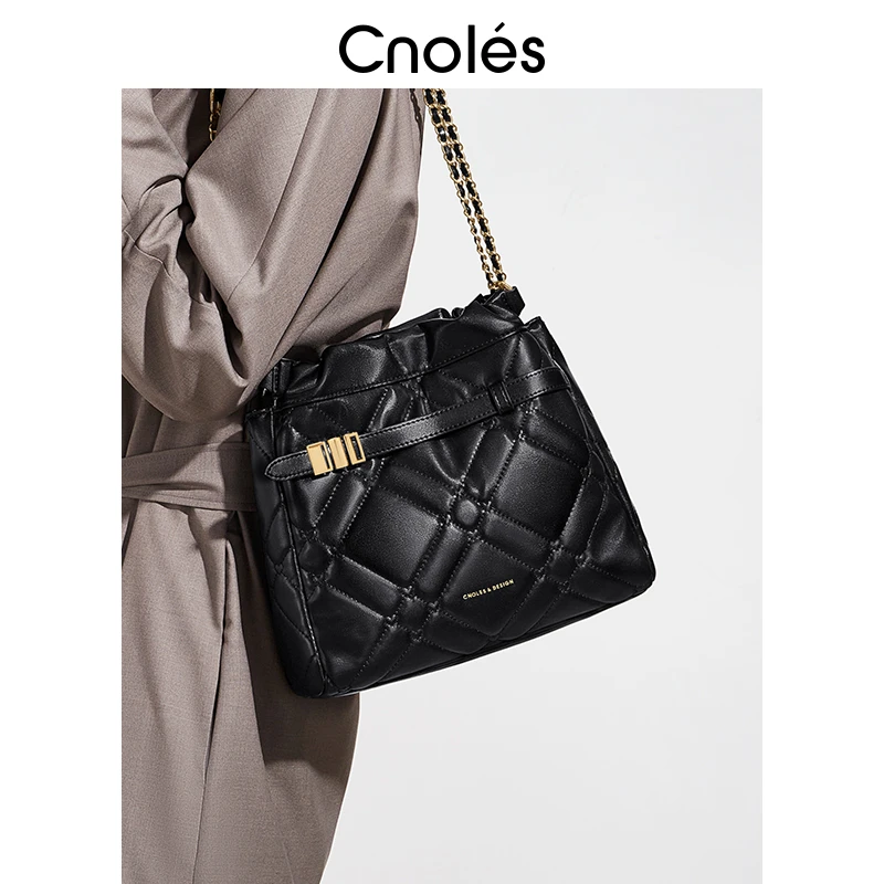 Cnoles蔻一小香风水桶包女新款菱格链条包包秋冬高级感单肩斜挎包