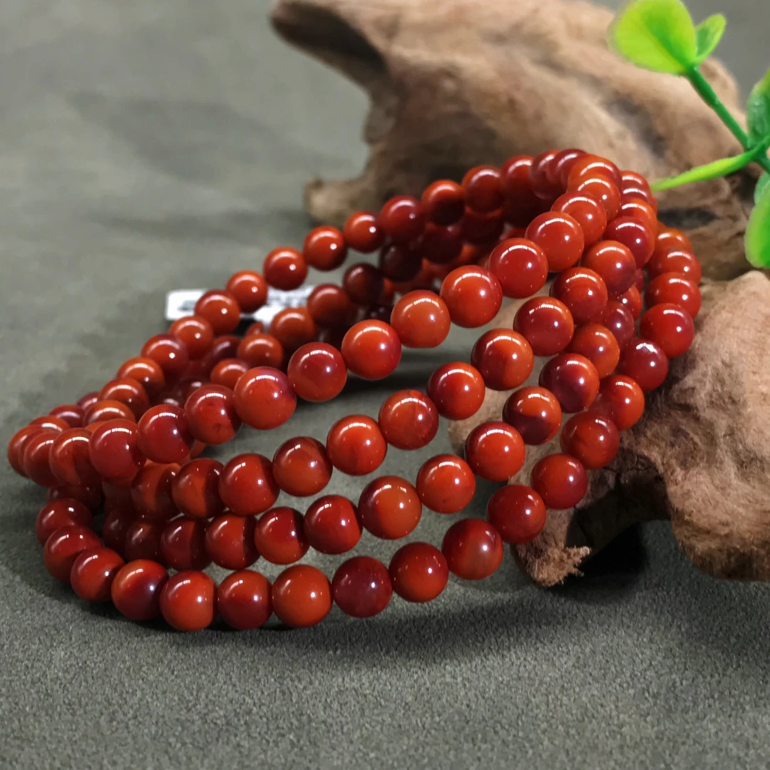 【领源】南红瓦西精美火焰纹多圈5mm（一条）