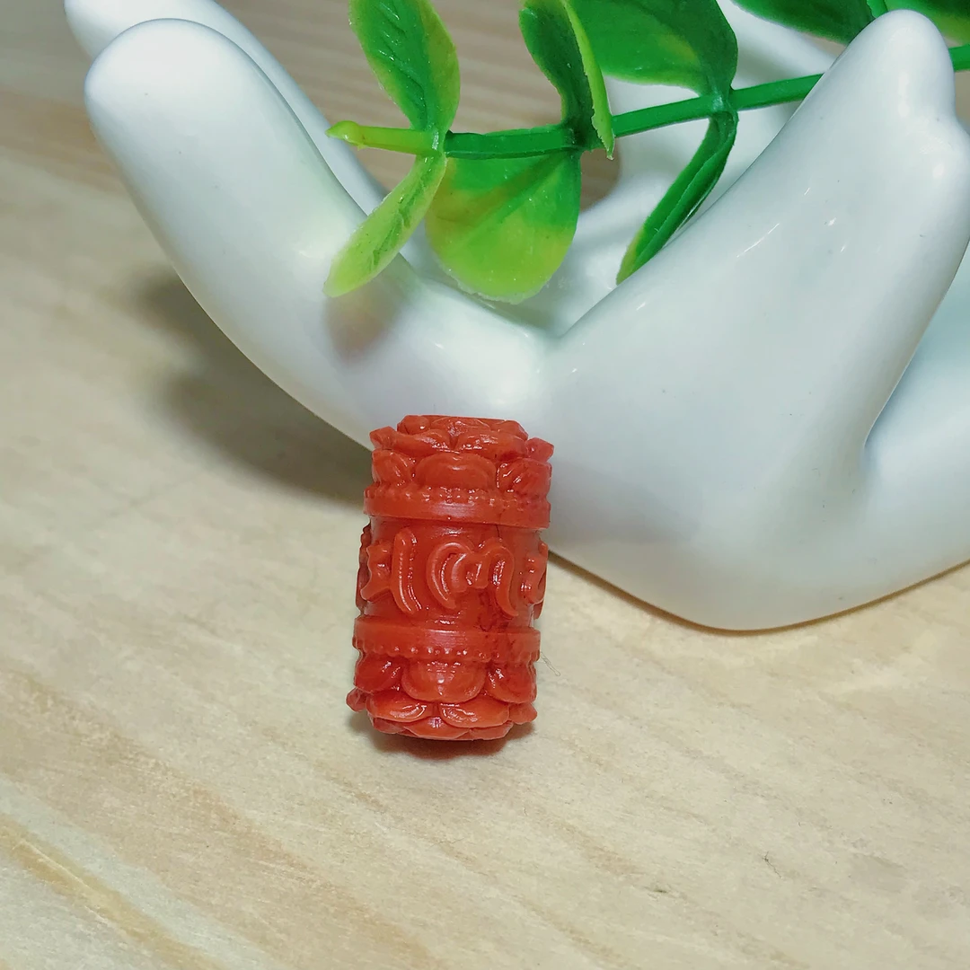 【鼎利源】南红精雕六字箴言通孔配饰不含证书