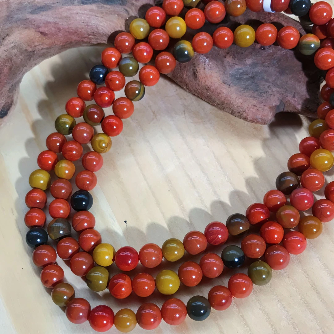 【鼎利源】南红巧家包浆哑光精美多圈6mm（一条）C0168