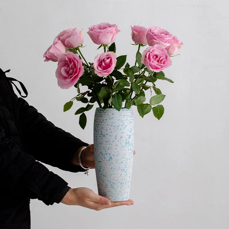 中式复古创意陶瓷花瓶家居客厅插花摆件干花装饰水培鲜花雪柳陶罐