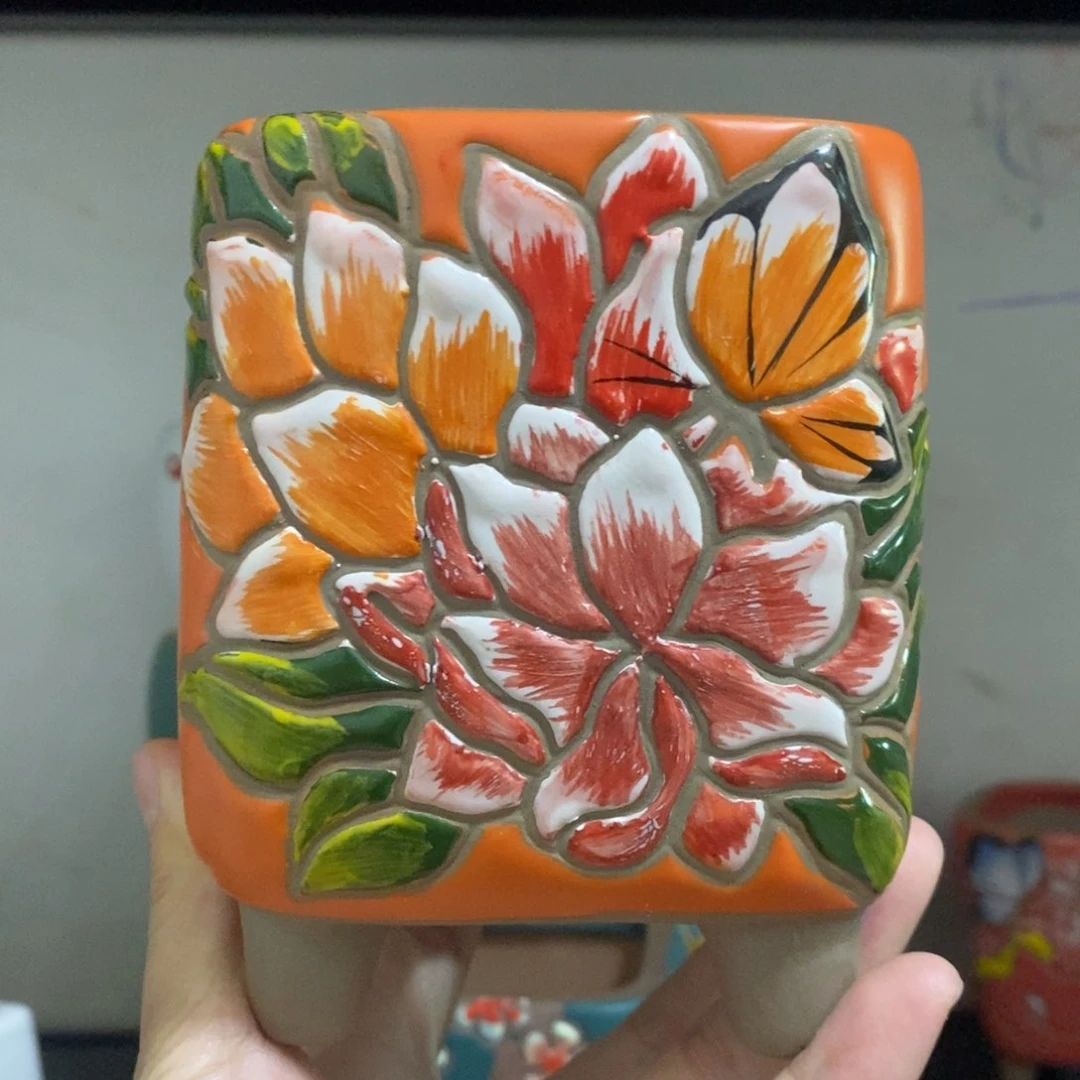 红陶20CM以下韩式手绘多肉花盆