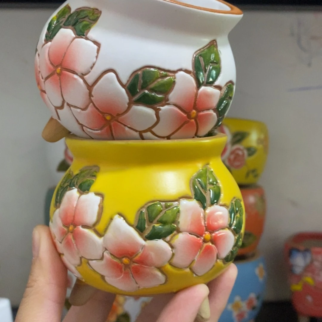 红陶20CM以下韩式手绘多肉花盆
