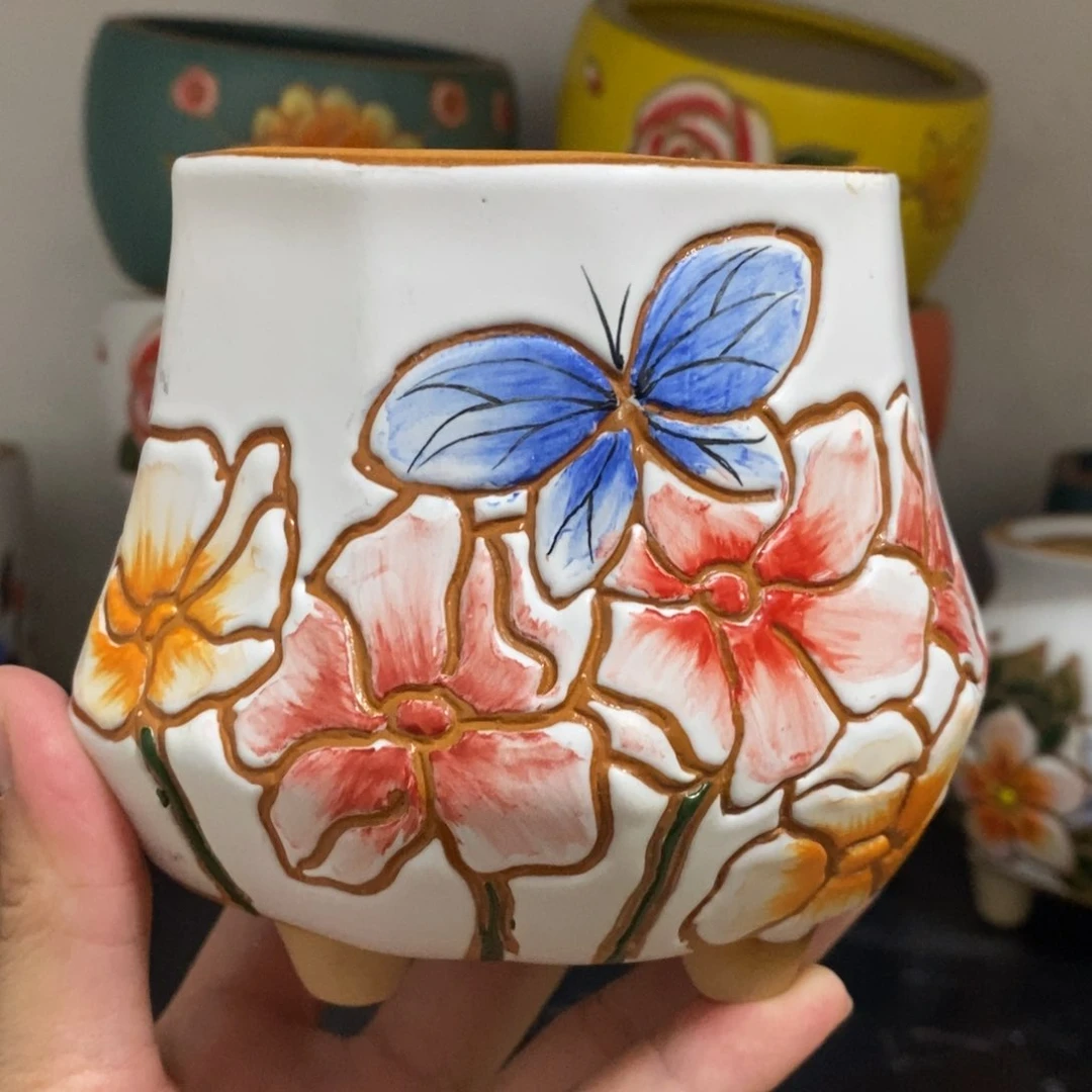 红陶20CM以下韩式手绘多肉花盆