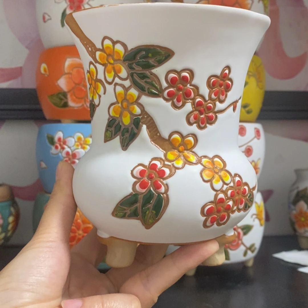 红陶20CM以下韩式手绘多肉花盆