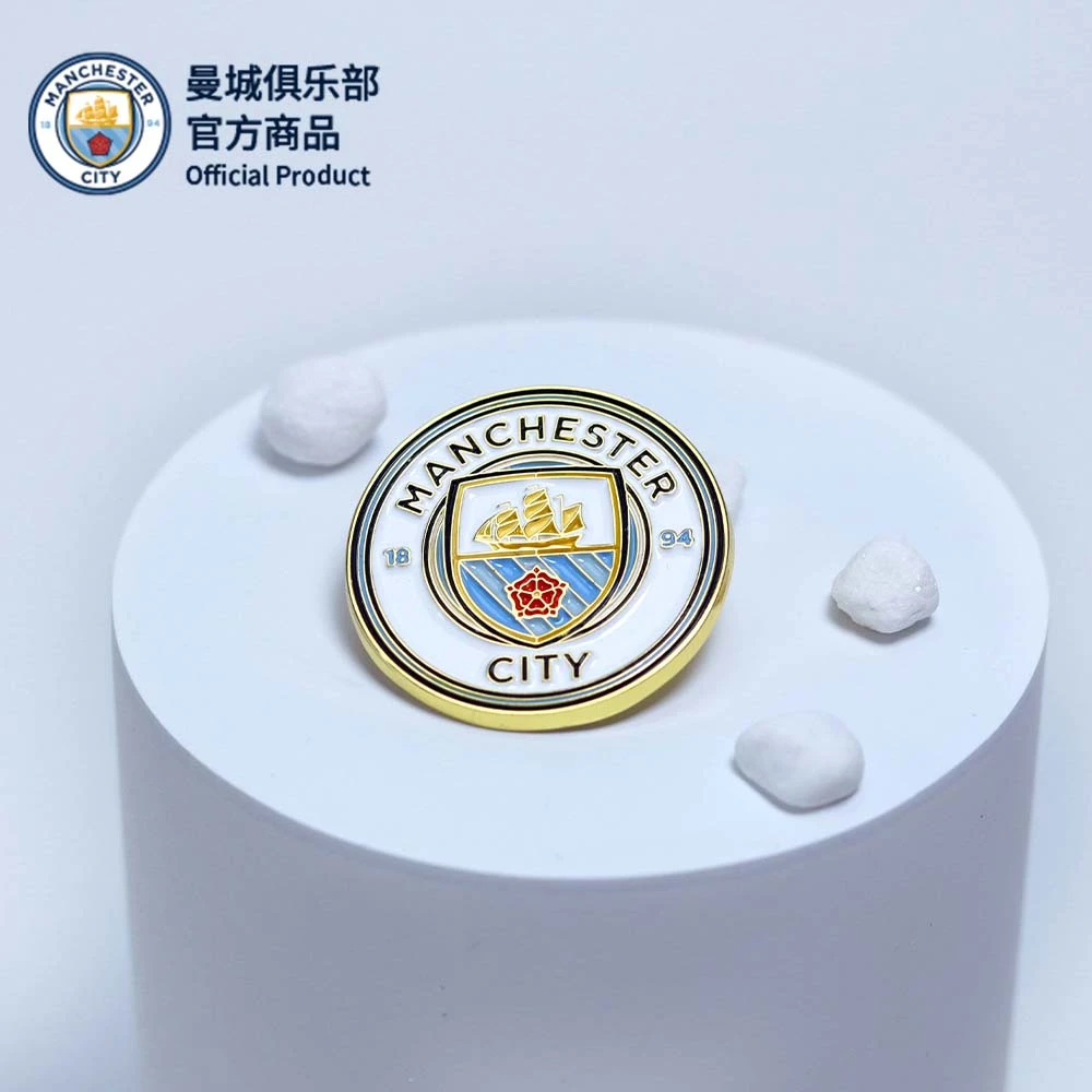 曼城俱乐部官方商品 | 吉祥物队徽胸针月彻斯特金属徽章正版