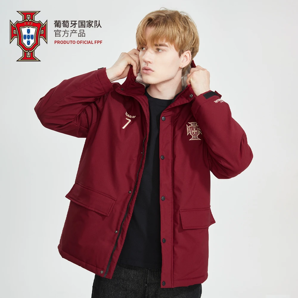 葡萄牙国家队官方商品丨C罗时尚保暖棉服世界杯连帽秋冬宽松外套