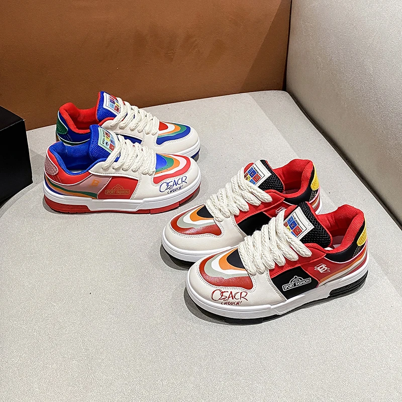 【深港澳甄选】小白鞋2024秋季新款彩虹鸳鸯鞋女厚底休闲百搭