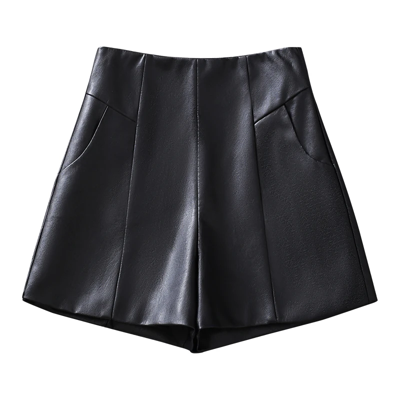 高腰A字皮裤女款爆款2025新款百搭显瘦秋冬新款阔腿外穿皮短裤