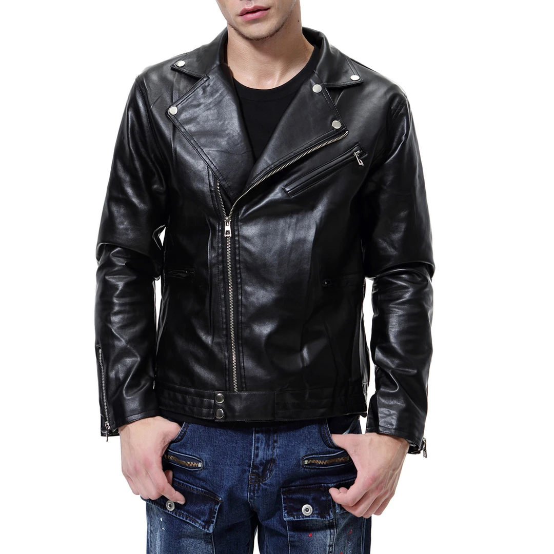 绵羊皮男女款春秋款短款皮衣欧美男士修身潮流韩版翻领真皮