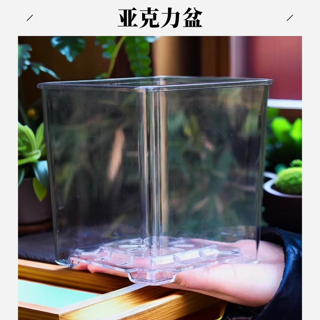 亚克力方形透明透气仿玻璃高透明高颜值种植盆加厚蝴蝶兰专用花盆