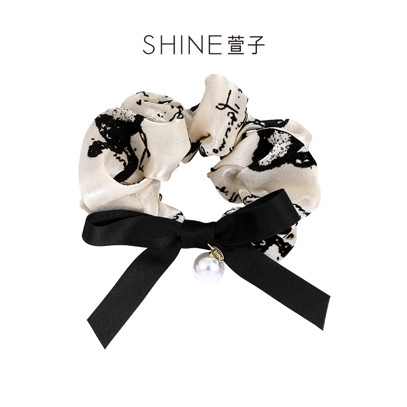 萱子 非金属布艺发饰 黑色简约ins时尚法式甜美大号发绳发圈