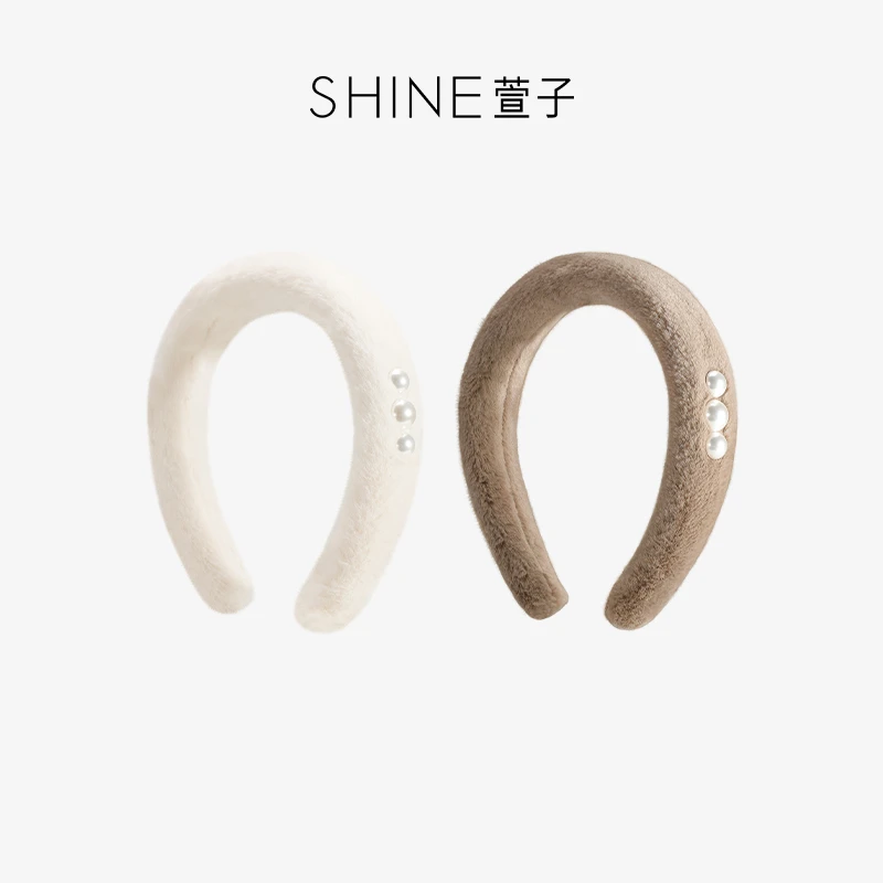 萱子SHINE 时尚毛毛气质秋冬时尚百搭简约宽边发卡