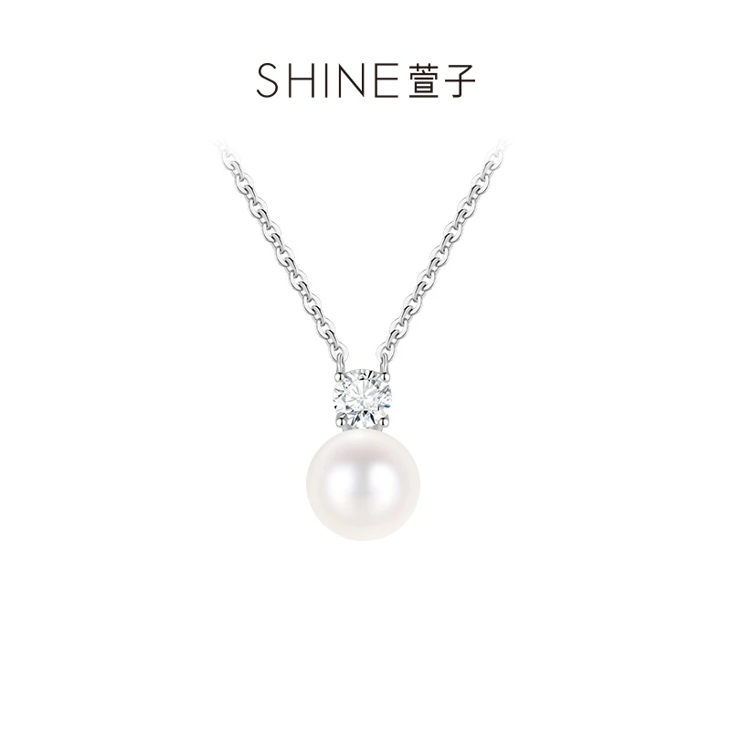 非金属合成锆石项链 萱子 S925银项链 SHINE白色轻奢时尚经典项链
