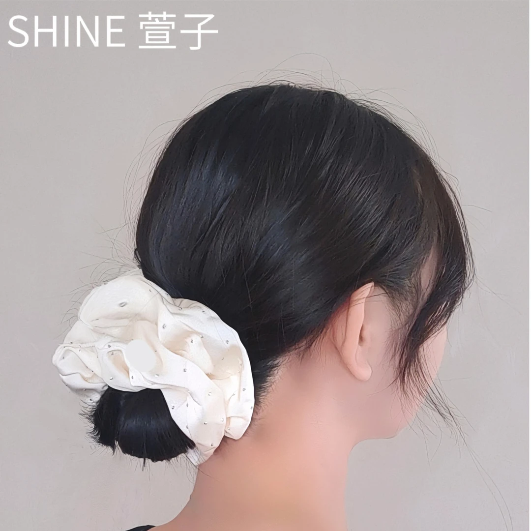 萱子SHINE萱子 奶杏色碎钻简约百搭发圈12318140059