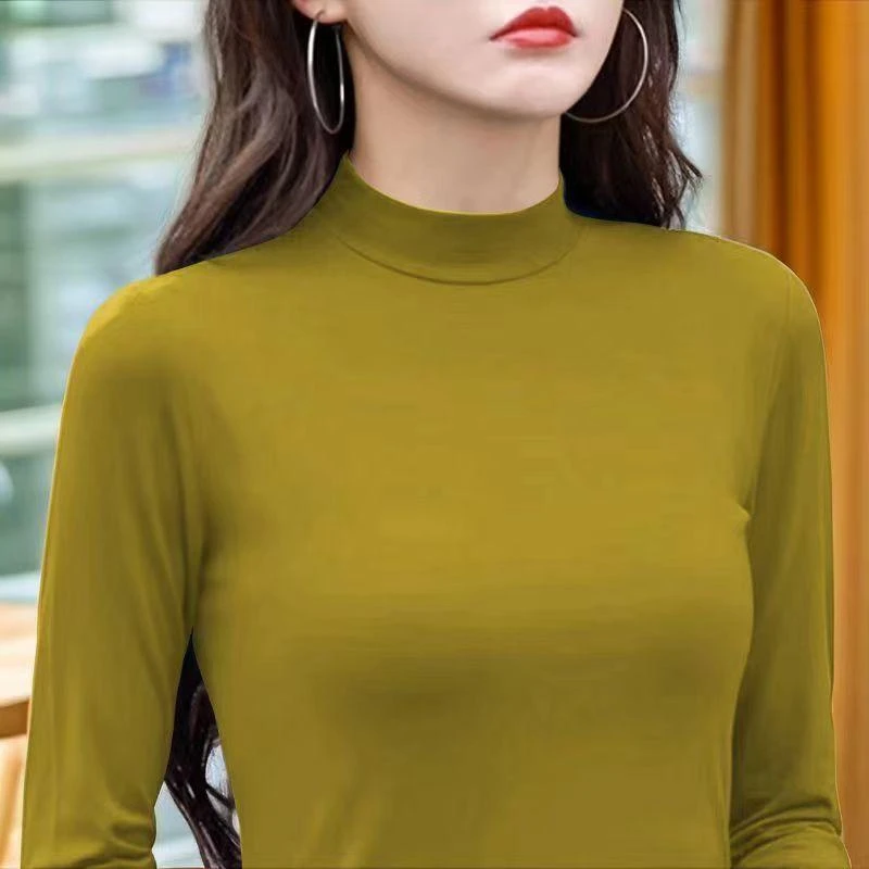 显瘦德绒打底衫女2025新款秋冬季内搭半高领保暖长袖t恤洋气上衣