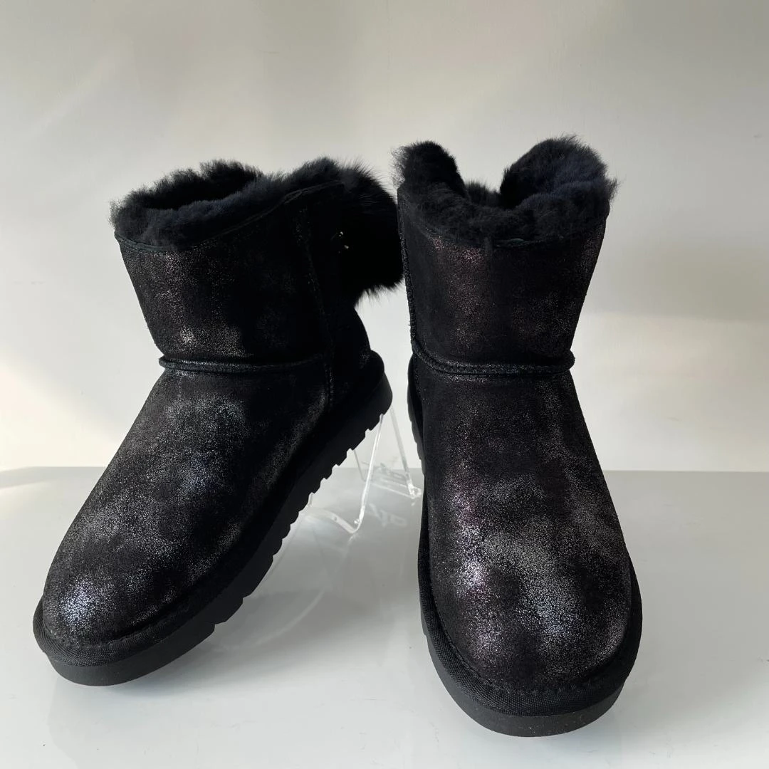 【加兔绒】}金猴时尚女靴头层牛皮高帮保暖厚底百搭雪地靴S480269A