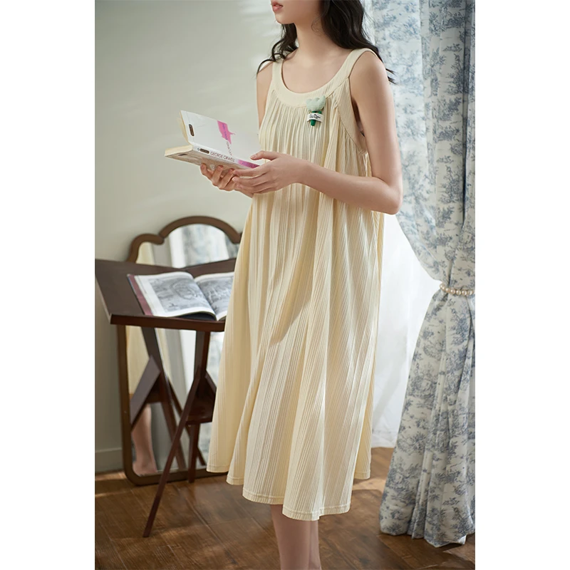思莉太太【心动瞬间】夏季睡裙女吊带纯棉宽松孕妇全棉可外穿睡衣裙