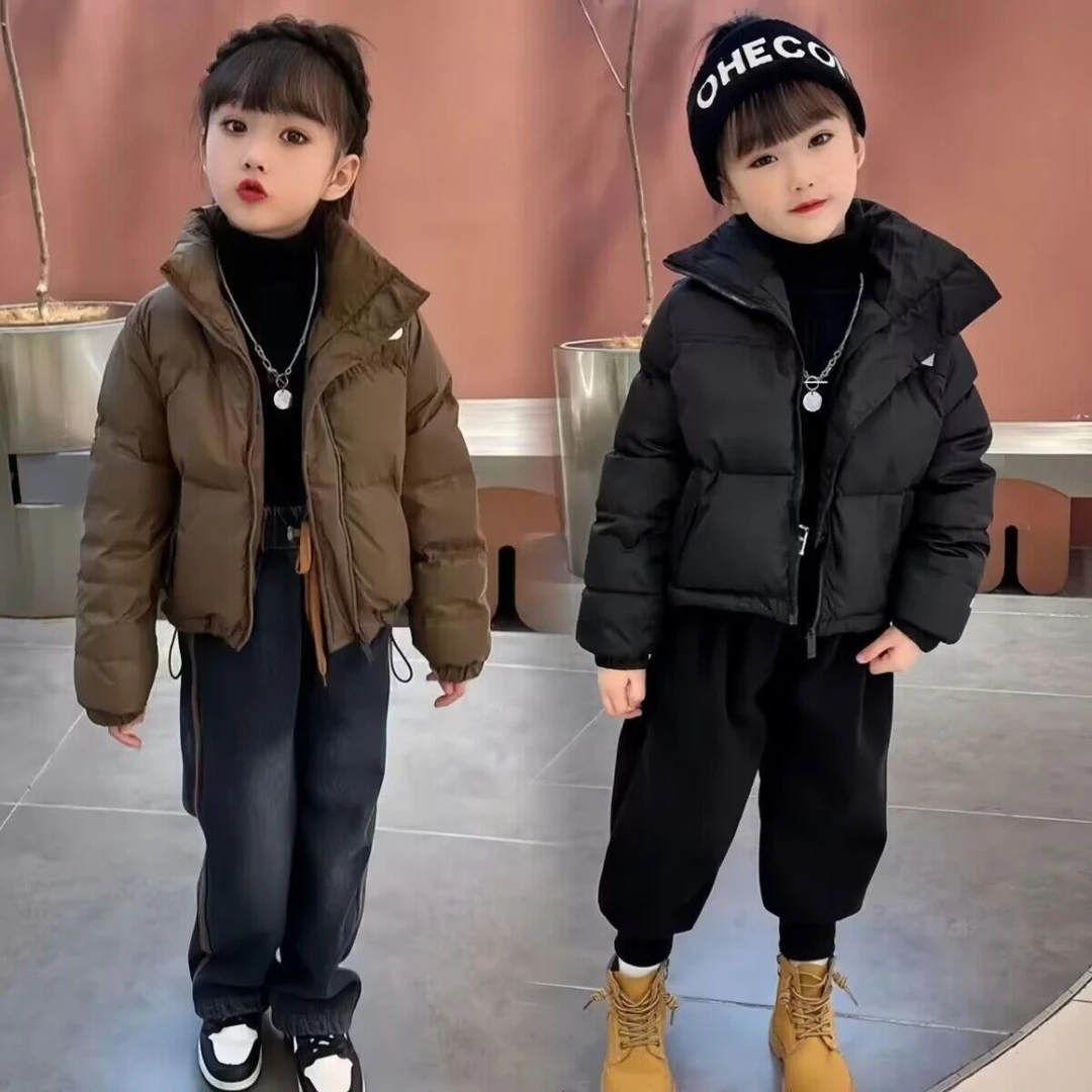 女童冬季新款羽绒服网红短款外套洋气白鸭绒轻薄时尚炸街潮酷