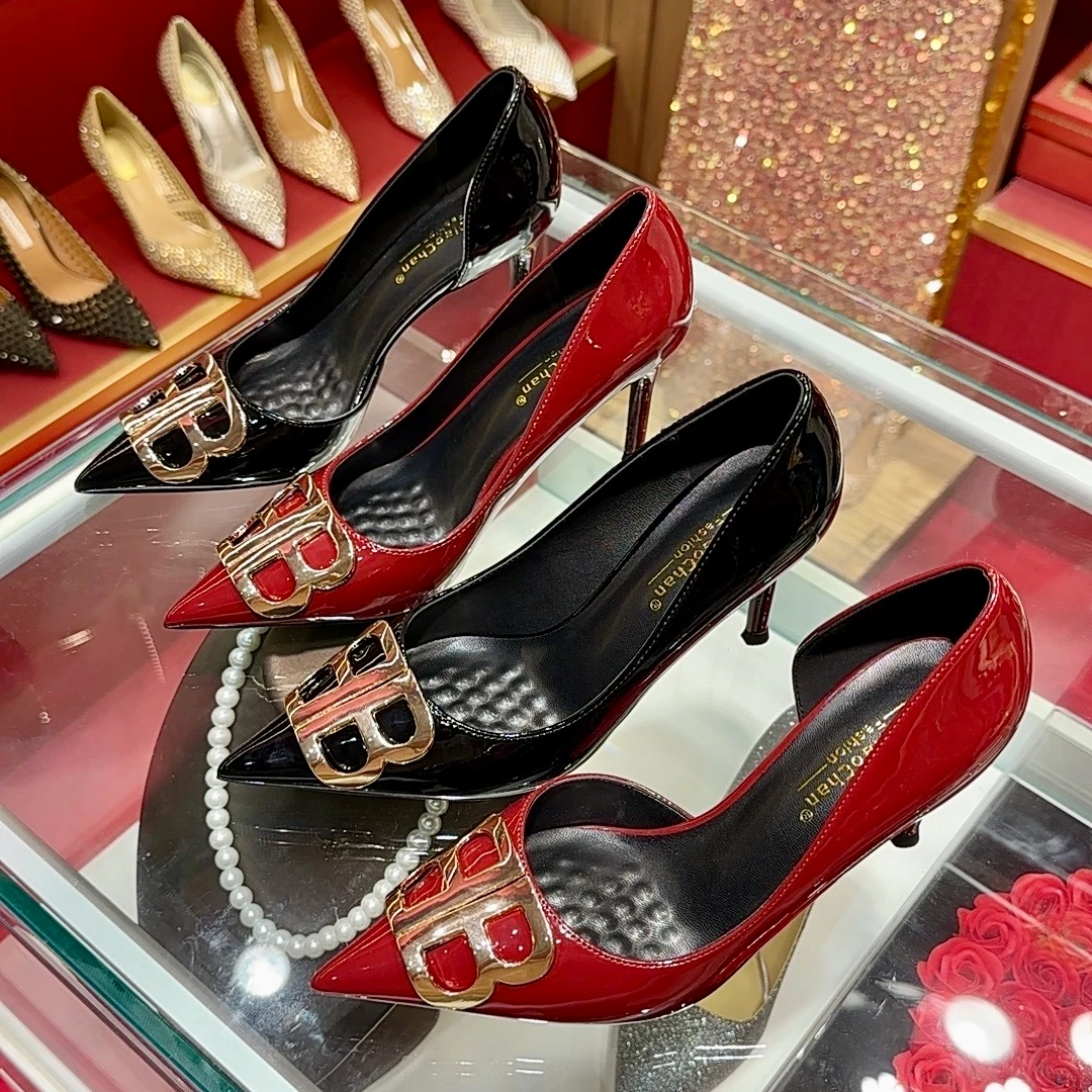 2024年秋季新款尖头细跟高跟鞋浅口舒适百搭性感职业工作气质单鞋