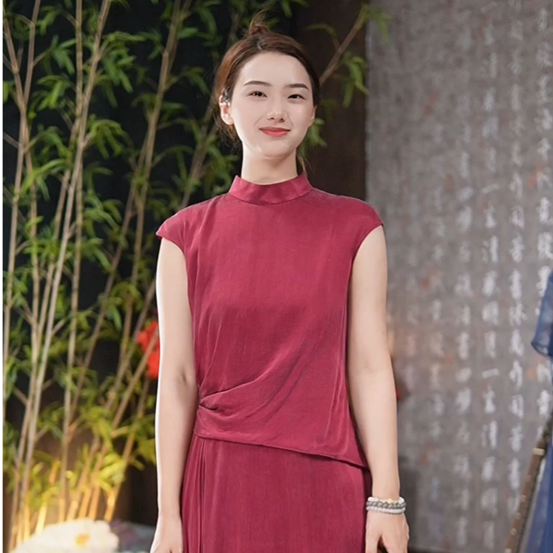 JIXIANGYIJIA/吉祥衣家欹红醉浓露无袖中国风连衣裙943237069