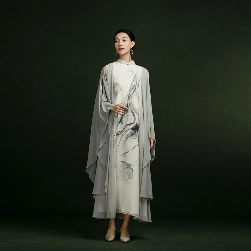 JIXIANGYIJIA/吉祥衣家素水流淌新中式国风连衣裙922223707